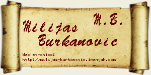 Milijas Burkanović vizit kartica